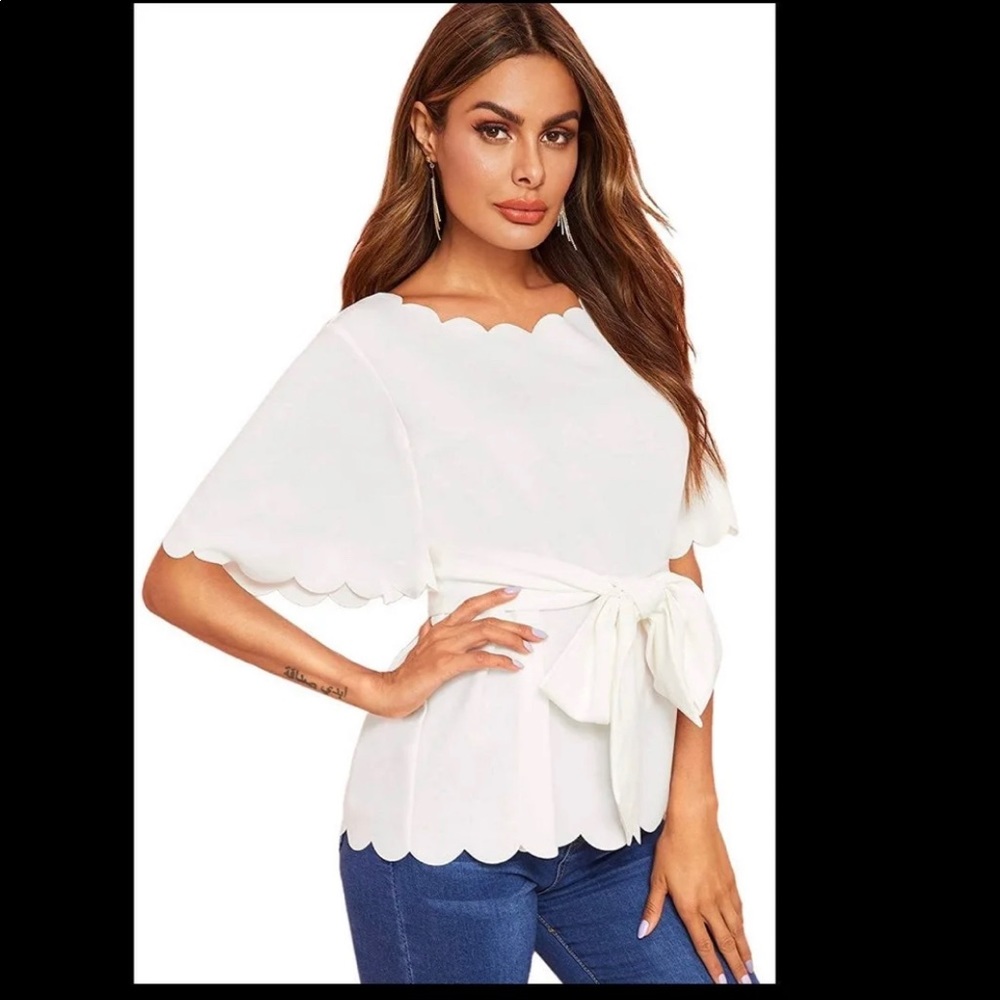Women’s bowself tie cut out blouse